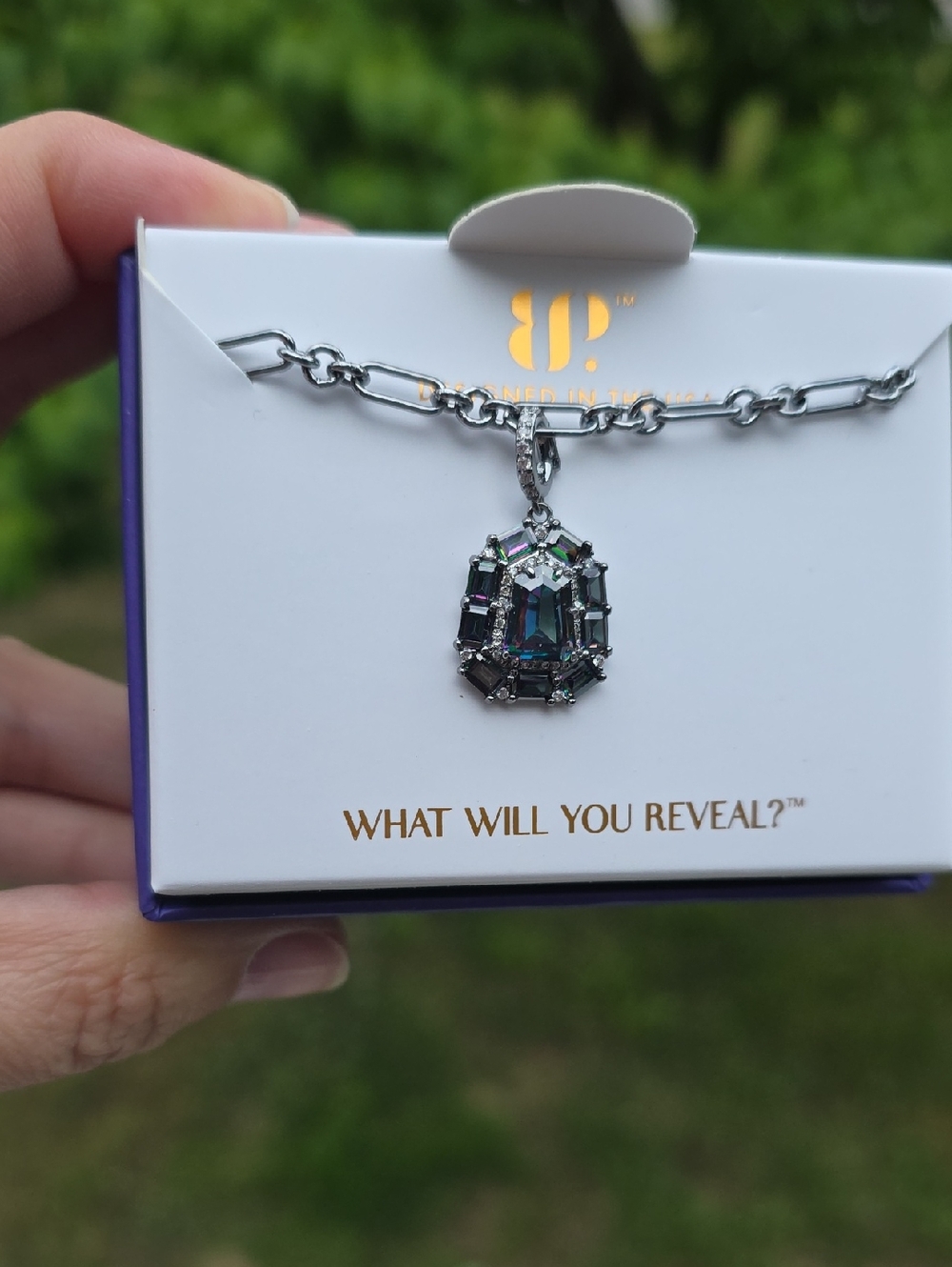 Mystic Multi-Color Pendant Necklace in Hematite